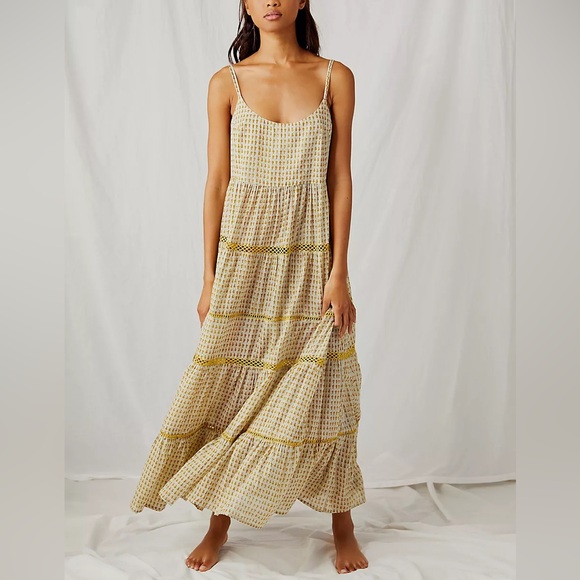 Free People Intimately Midnight Dance Tiered Metallic Printed Lattice Beach Maxi - Picture 6 of 7